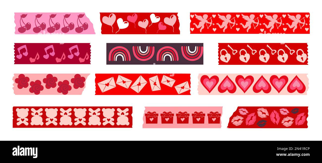Valentines day decoration and washi tapes Vector Image