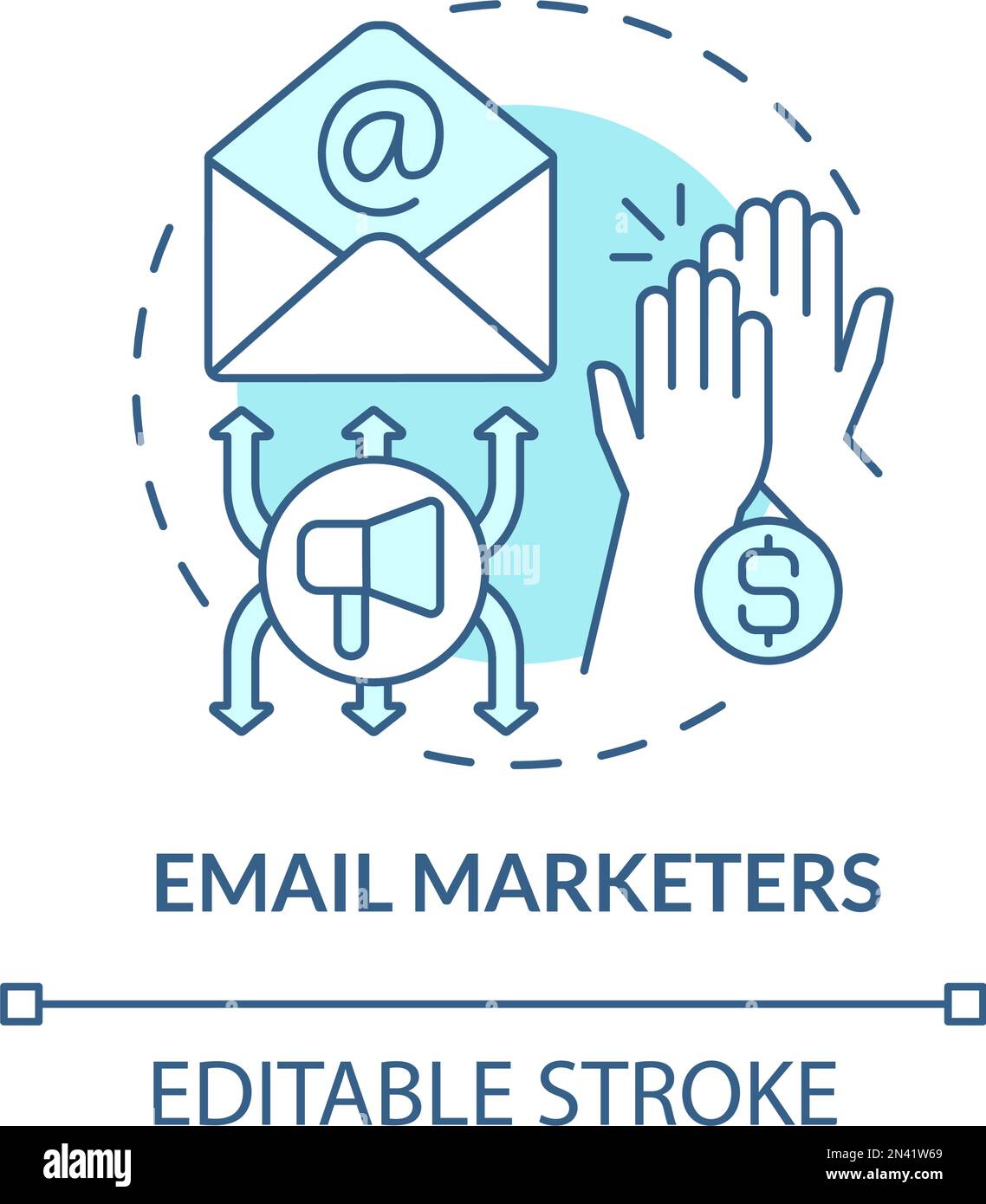 Email marketers turquoise concept icon Stock Vector