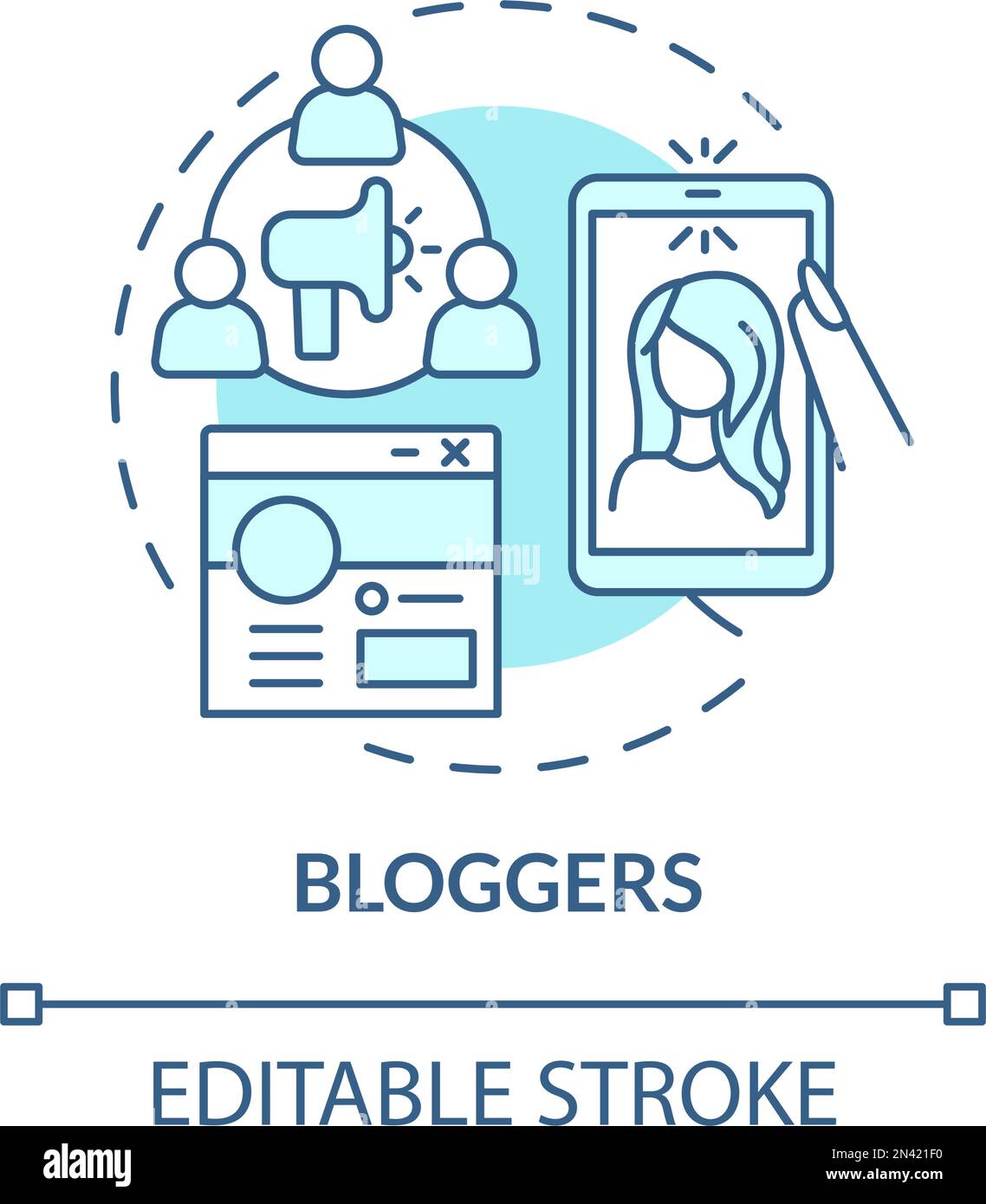 Blogger turquoise concept icon Stock Vector