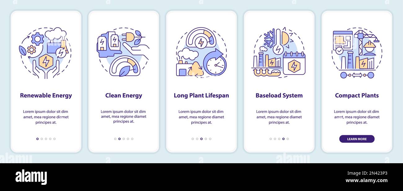 Using geothermal energy advantages onboarding mobile app screen Stock ...