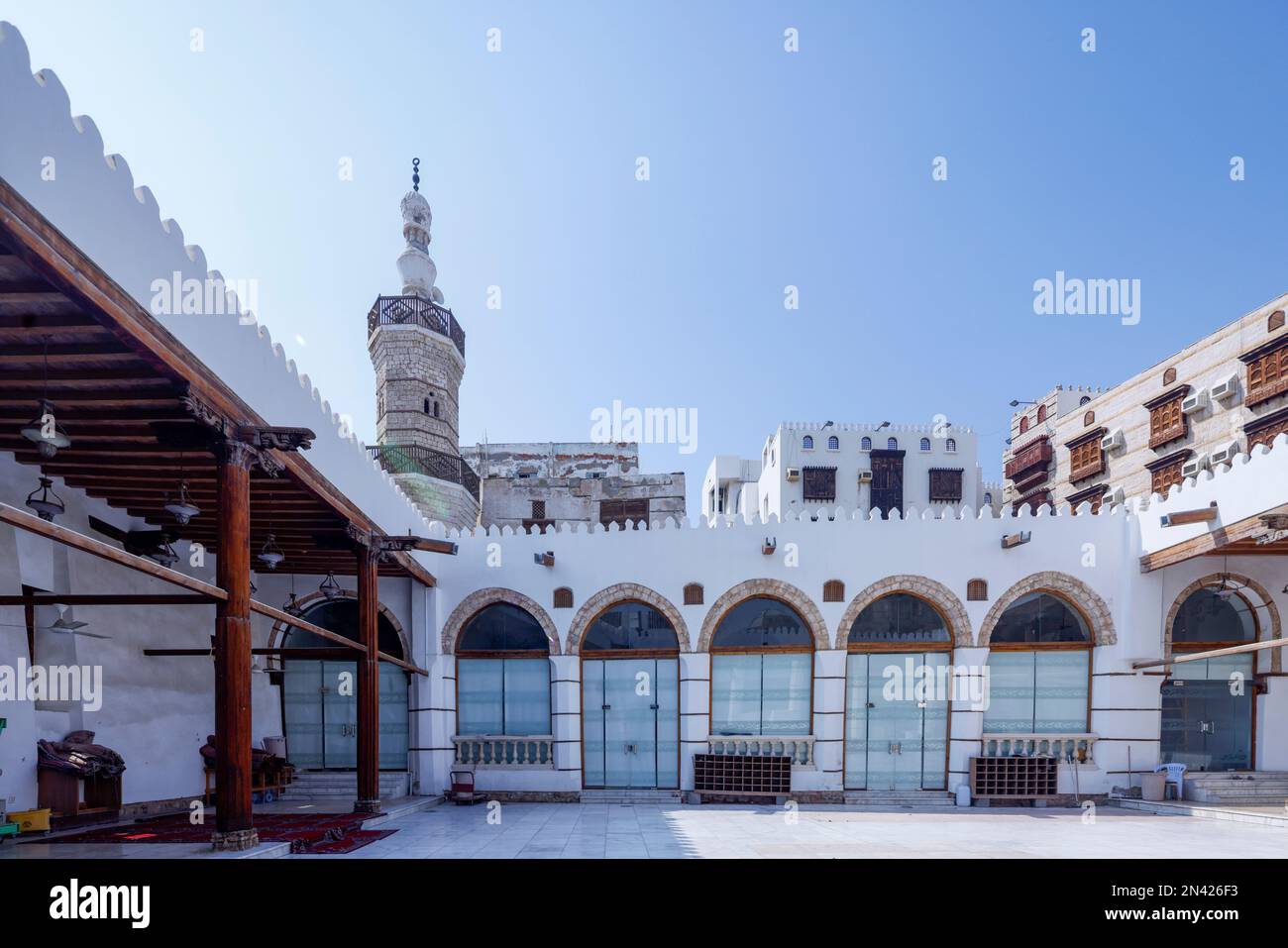 interior of al-Shafi'i mosque, Al-Balad, the historical area of Jeddah,, Saudi Arabia Stock Photo