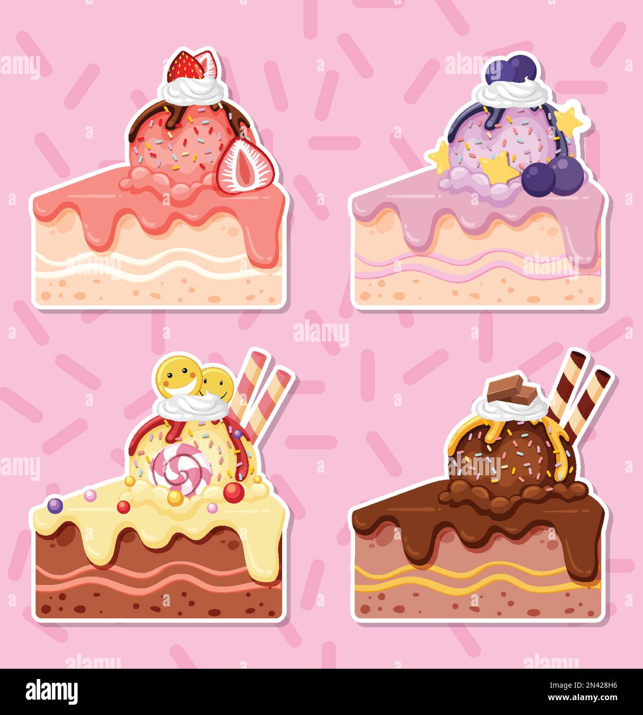Colorful delicious desserts set illustration Stock Vector Image & Art ...