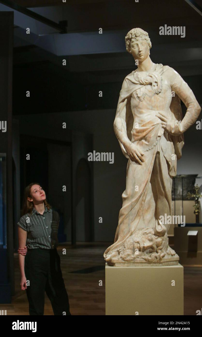 London UK 08 Februry 2023 Donatello’s early marble David .Arguably the