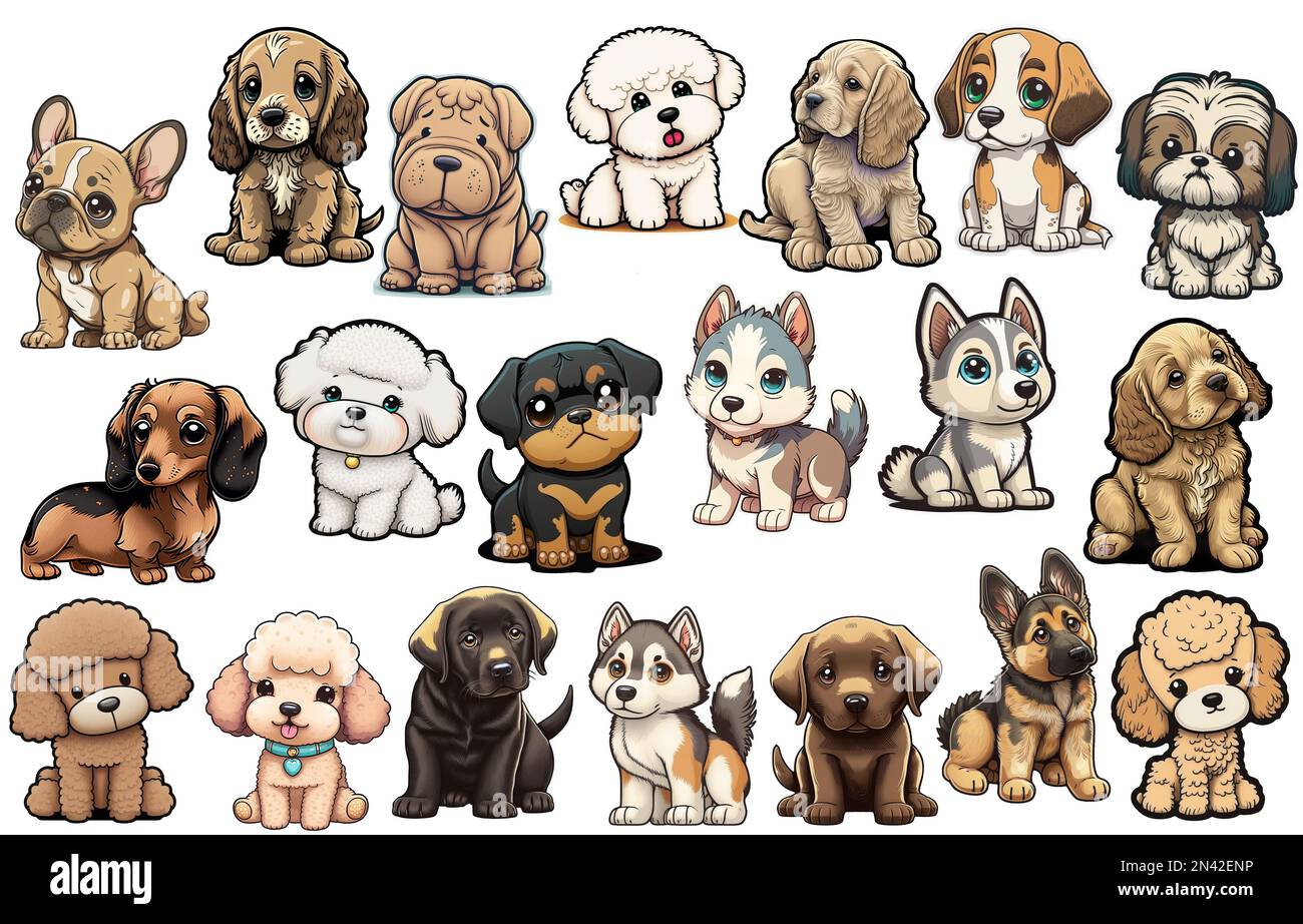 Cute Puppies Digital Sticker Pack  - 20 dogs functional stickers Stock Photo