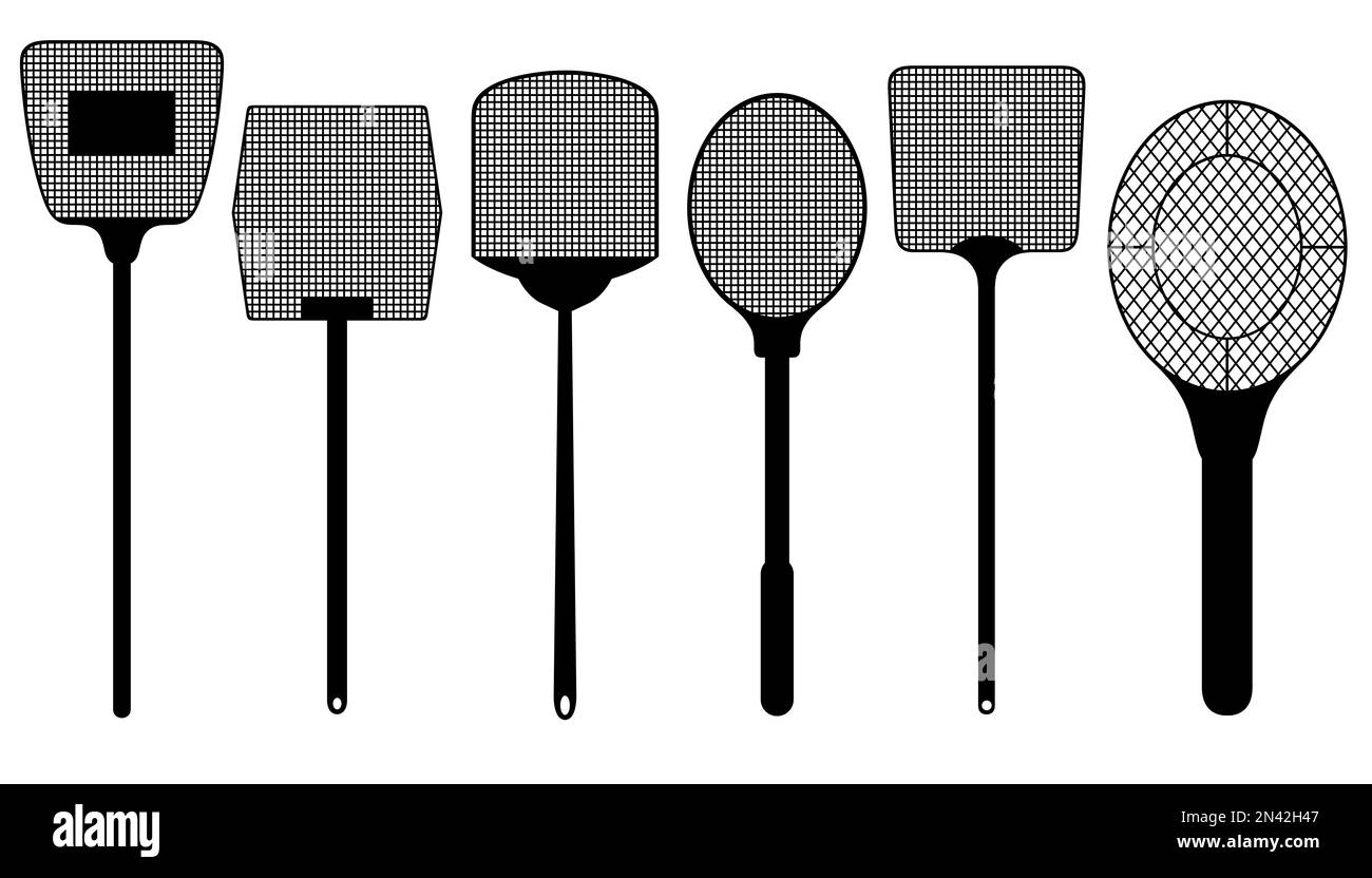 Illustration of different fly swatters isolated on white Stock Photo