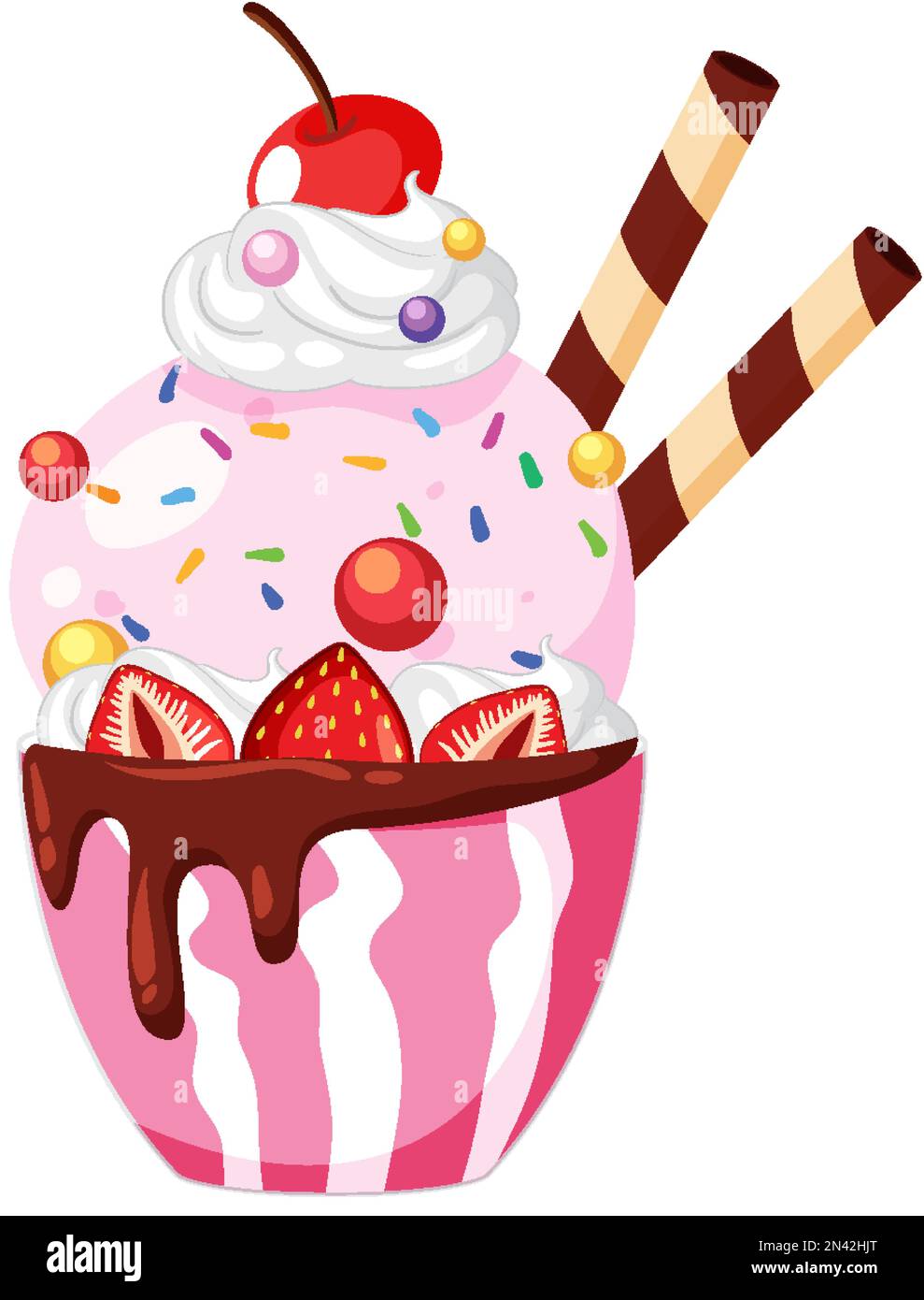 Strawberry ice cream in a bowl Stock Vector Images - Alamy