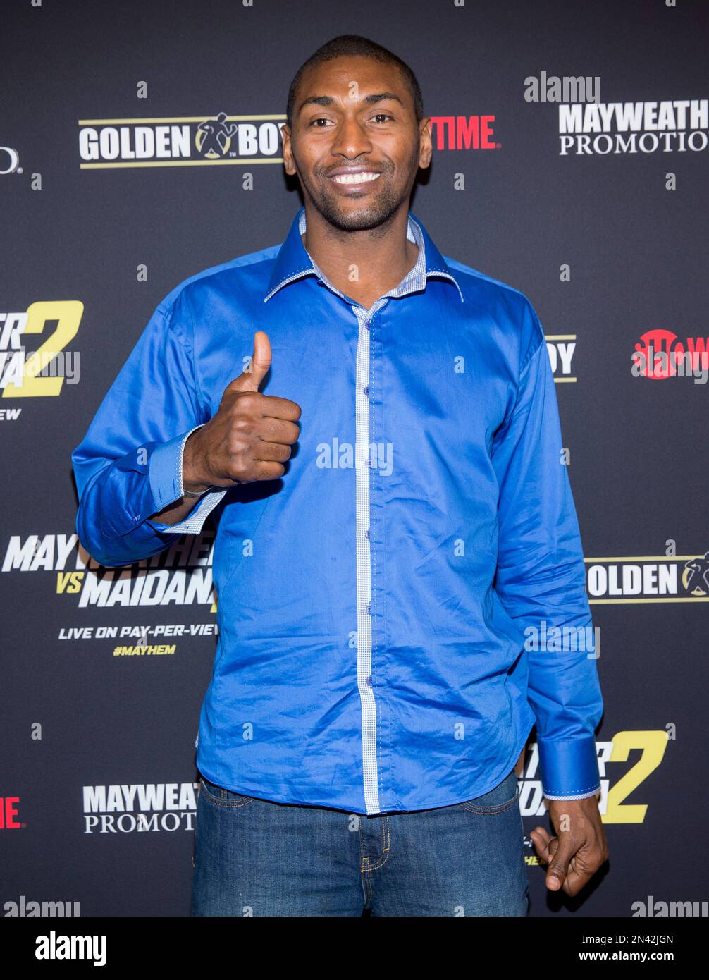 Metta World Peace arrives at the VIP PreFight Party for Mayhem