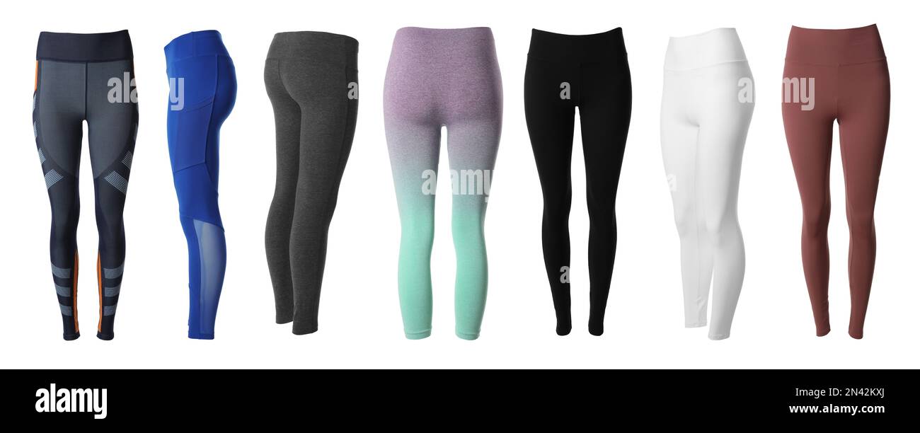 Collection of stylish sportswear on white background. Banner design