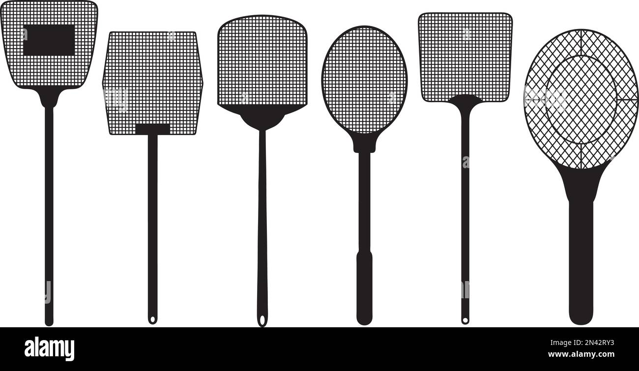 Illustration of different fly swatters isolated on white Stock Vector