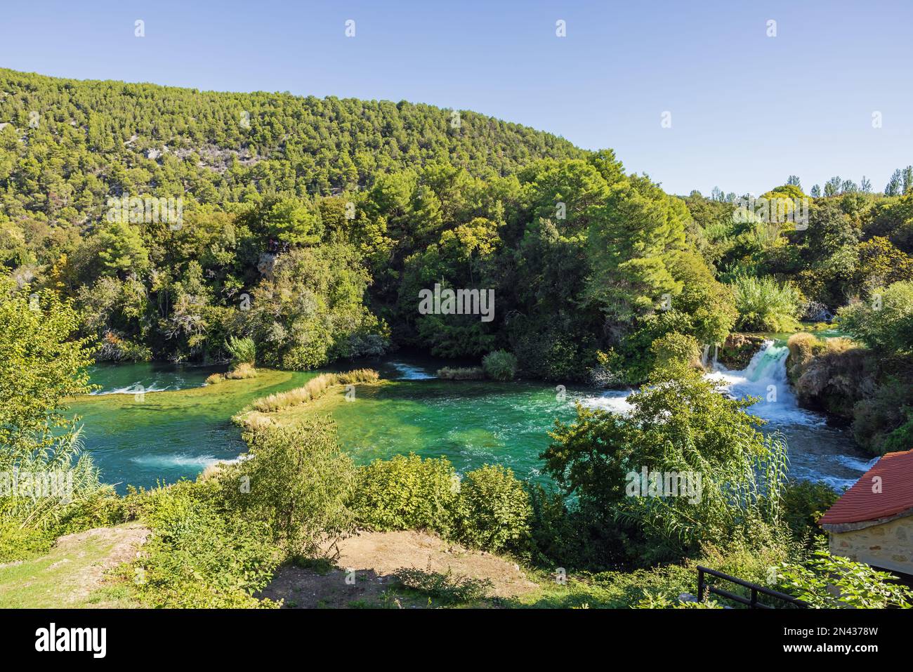 The first waterfalls on the Krka river in the Krka National Park Stock Photo