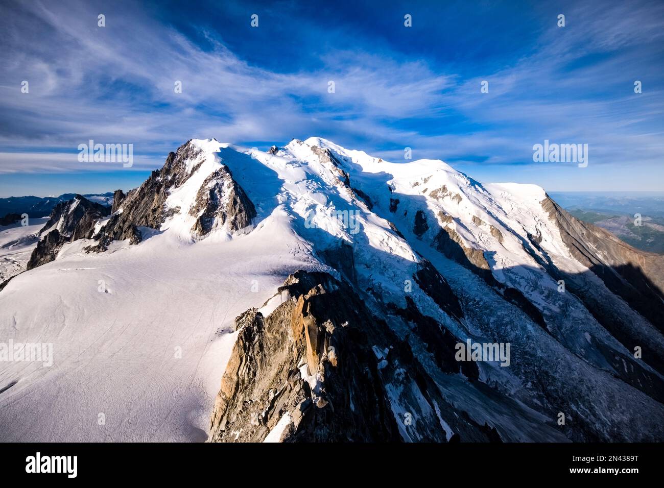 View from Aiguille du Midi of the Géant Glacier and the summits of Mont ...