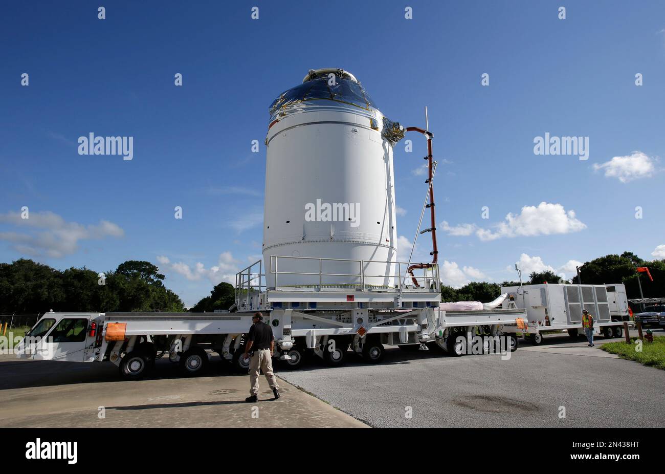 NASA's Orion spacecraft, preparing for it's first flight, moves toward ...