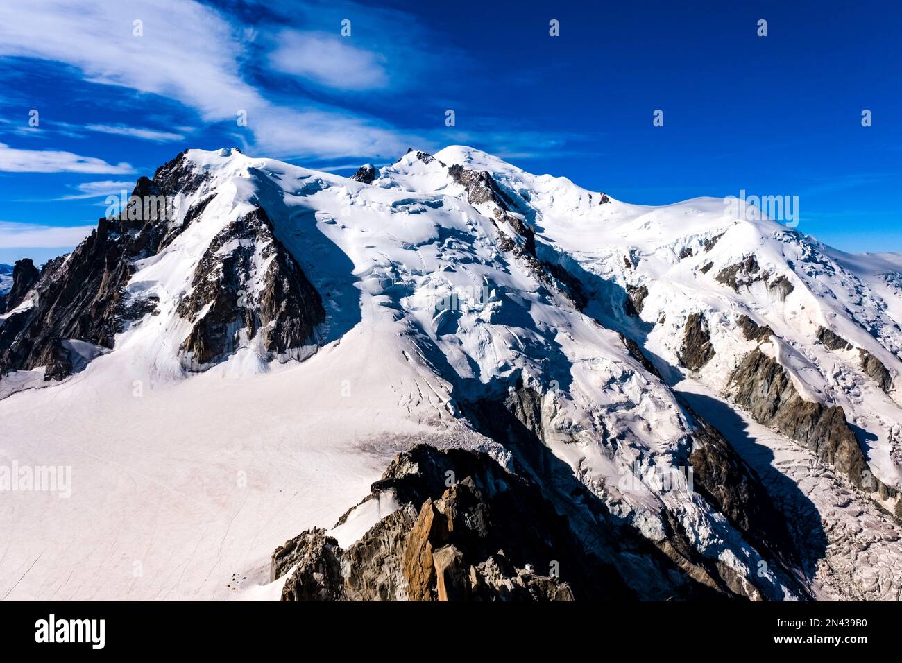 View from Aiguille du Midi of the Géant Glacier and the summits of Mont ...