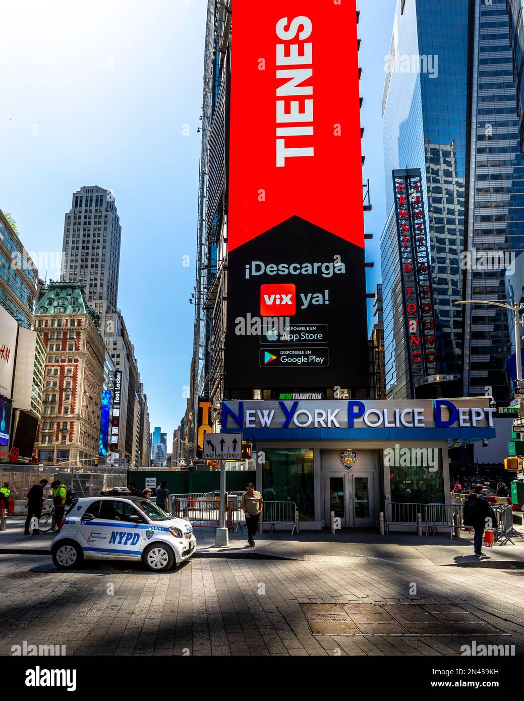New York, USA - April 24, 2022: View of New York Police Dept at Times Square Stock Photo
