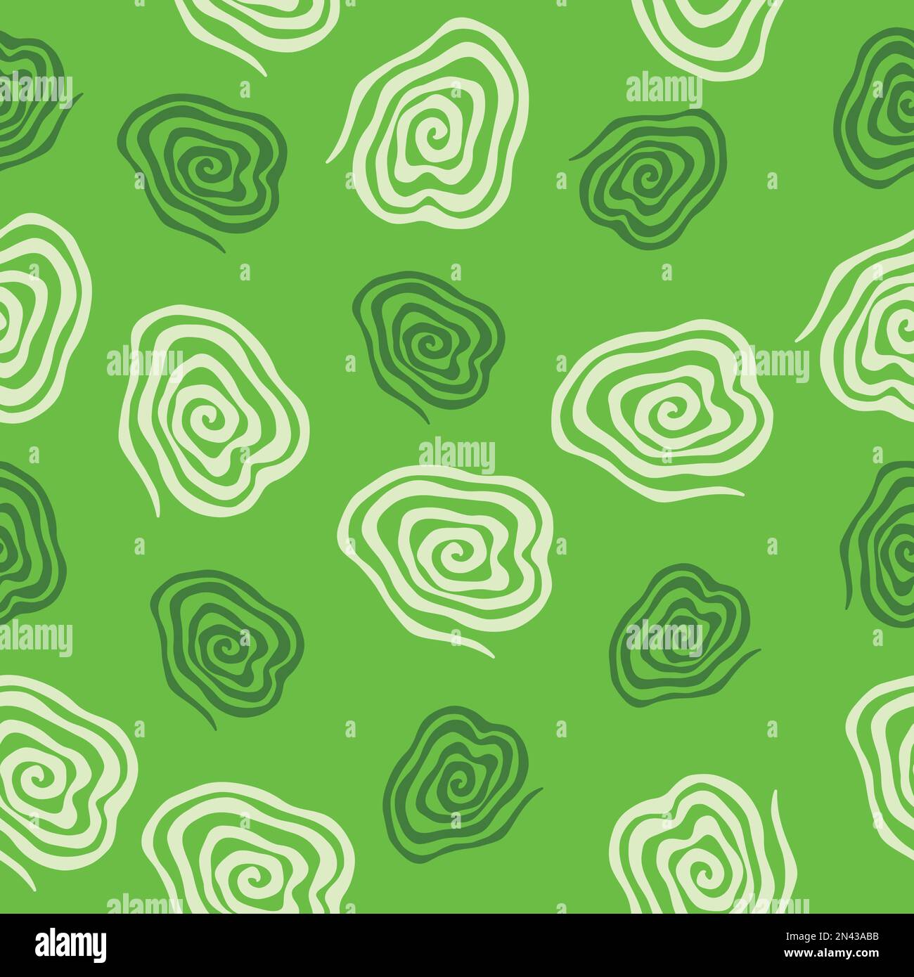 Spirals seamless vector pattern. Vector image on green background Stock Vector