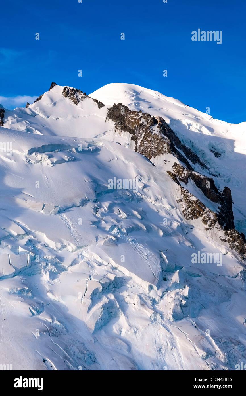 View from Aiguille du Midi of the glacier of Mont Blanc du Tacul and ...