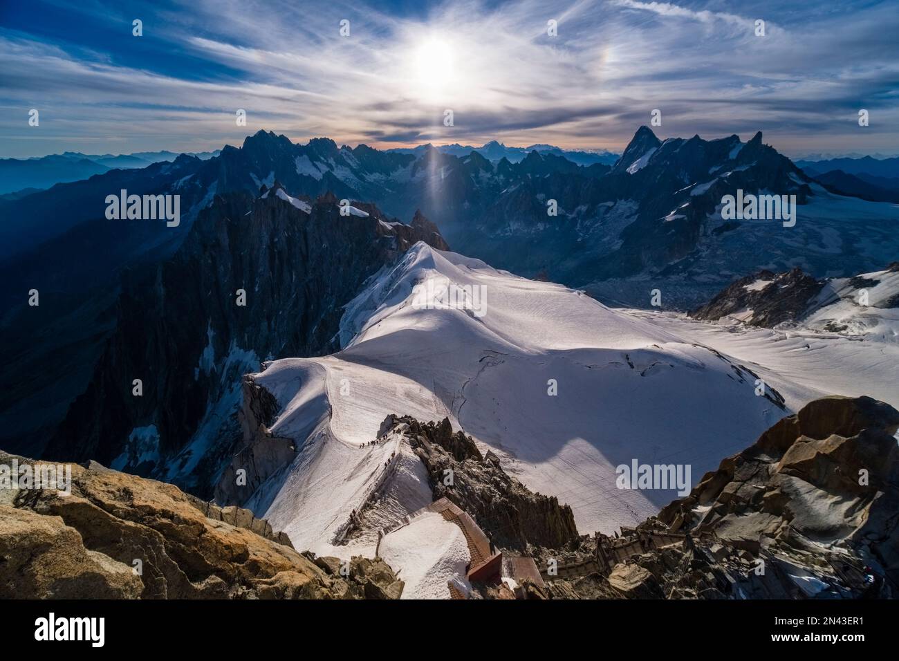 View from Aiguille du Midi of the peaks of the eastern Mont Blanc ...