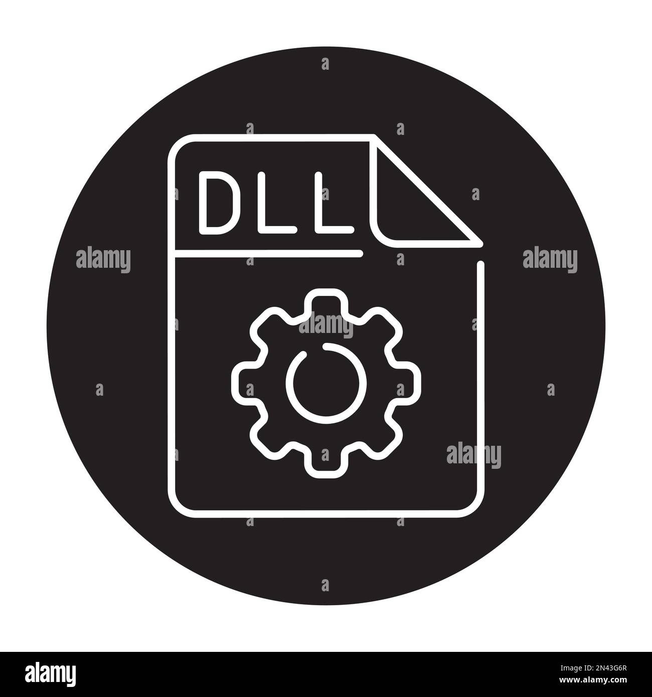 DLL file color line icon. Format and extension of documents. Stock Vector