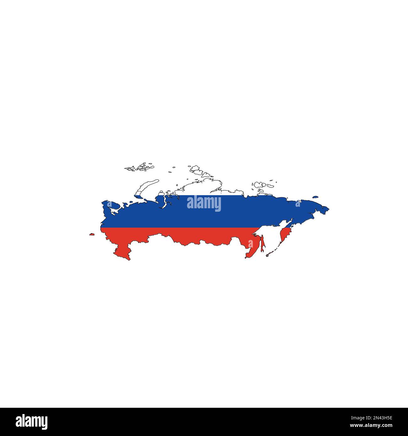 Russia - national flag in a shape of country map silhouette with thin black  outline. Simple flat vector icon Stock Vector Image & Art - Alamy