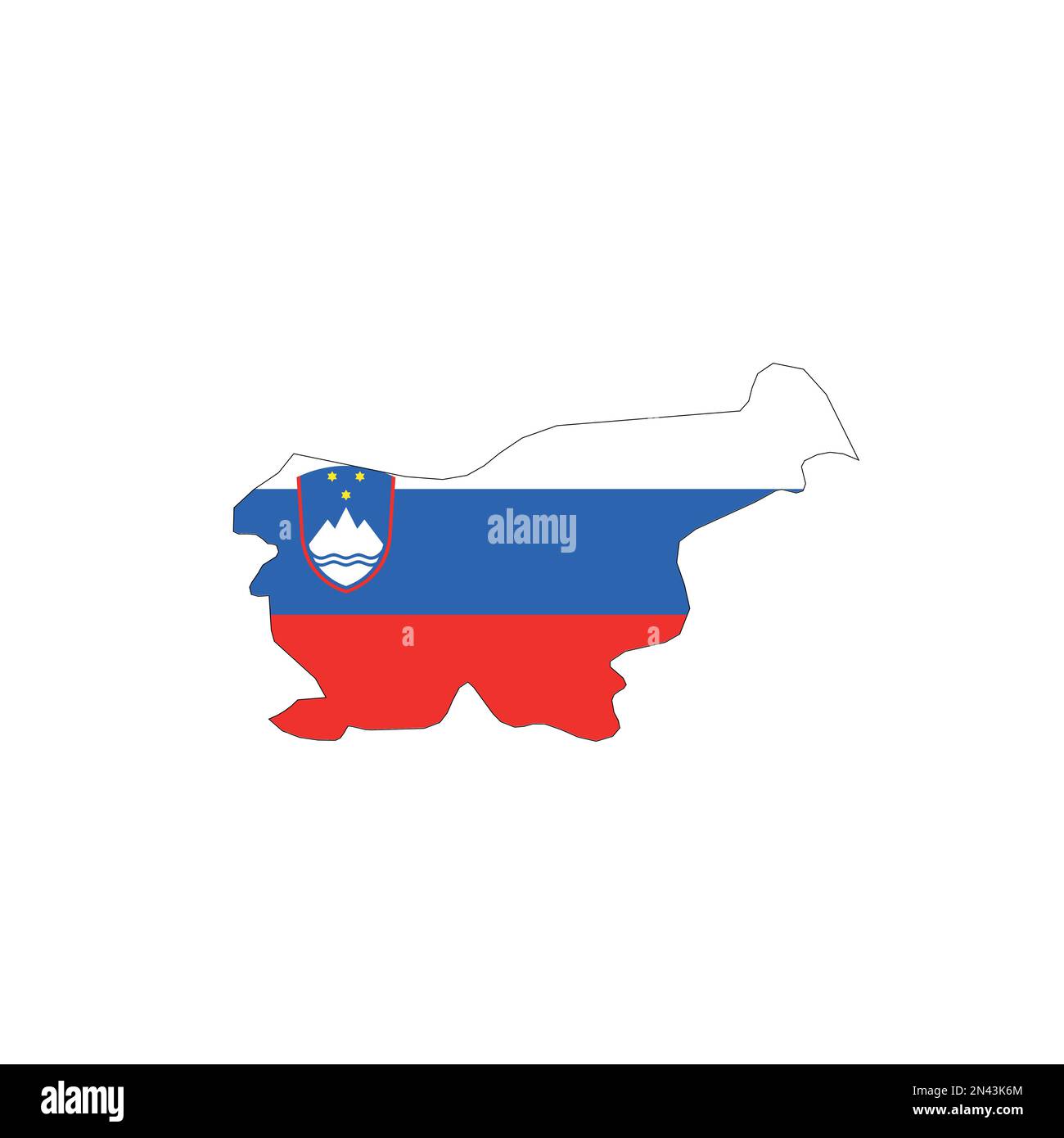 Slovenia - national flag in a shape of country map silhouette with thin ...