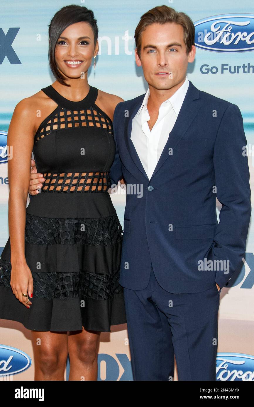 Jessica Lucas and Kevin Zegers attend the 2014 FOX Fall Eco-Casino party at  The Bungalow on Monday, September 8, 2014 in Santa Monica, Calif. (Photo by  Paul A.Hebert/Invision/AP Stock Photo - Alamy, image size:866x1390