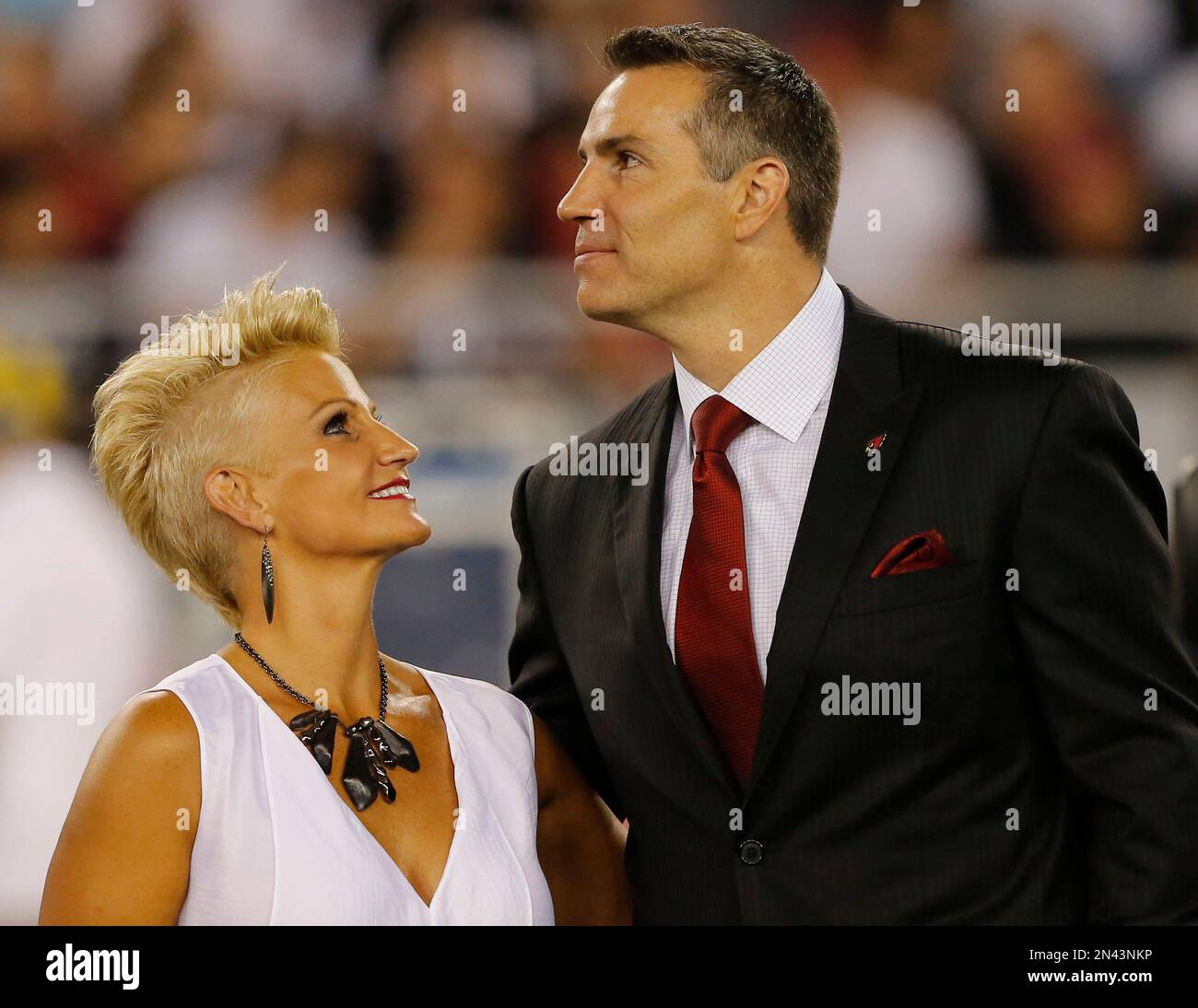 Former Arizona Cardinals quarterback Kurt Warner and his wife, Brenda