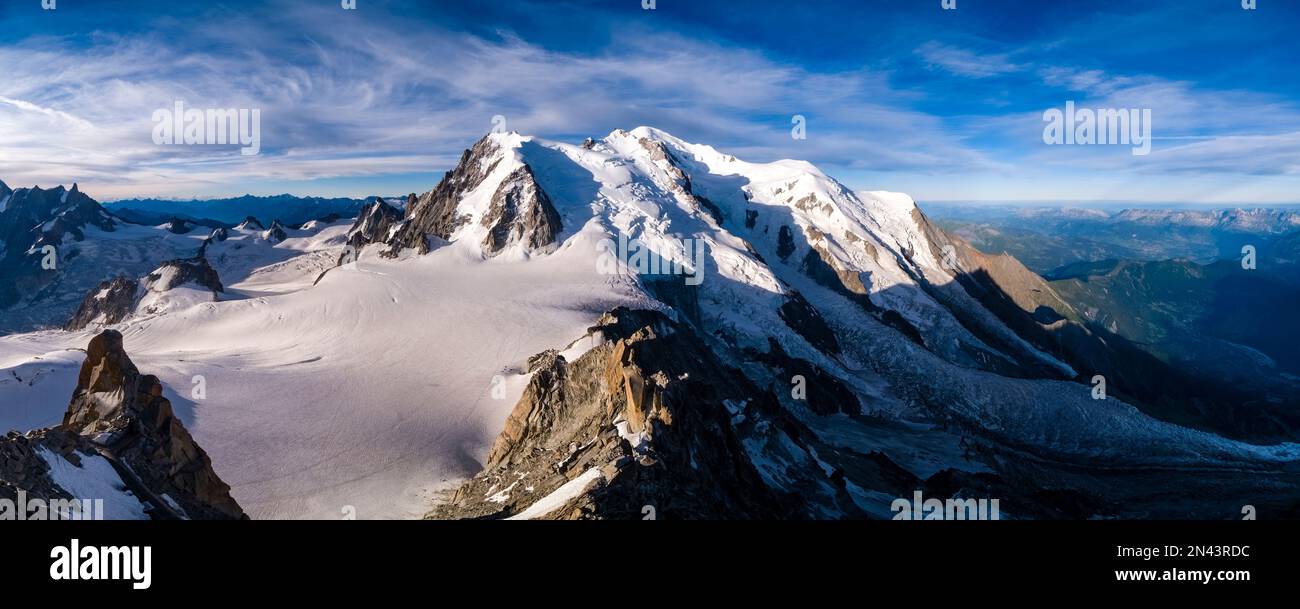 Panoramic view from Aiguille du Midi of the Géant Glacier and the Mont ...