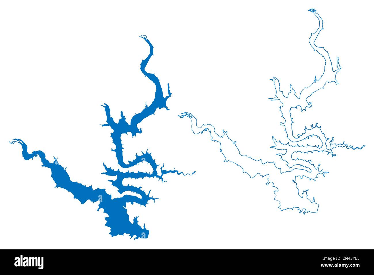 Lake Belton Reservoir (United States of America, North America, us, usa, Texas) map vector