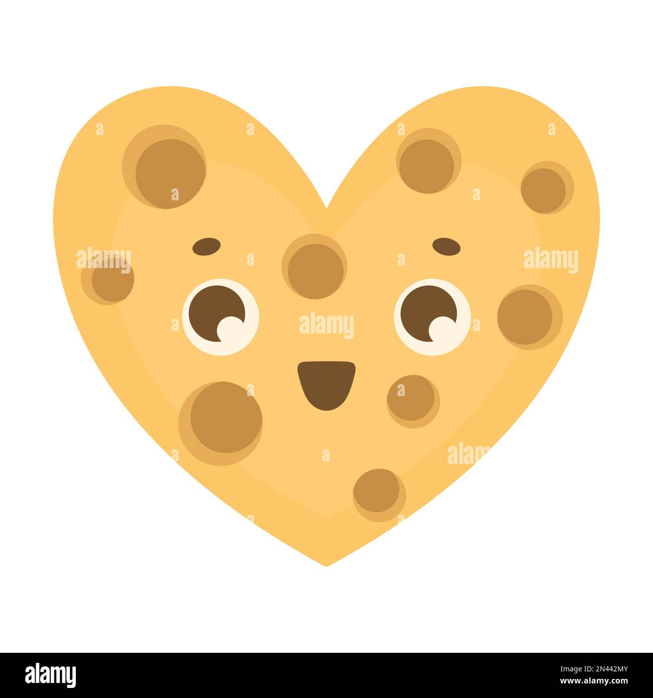 Happy heart shaped cheese character. Cute simple design element for