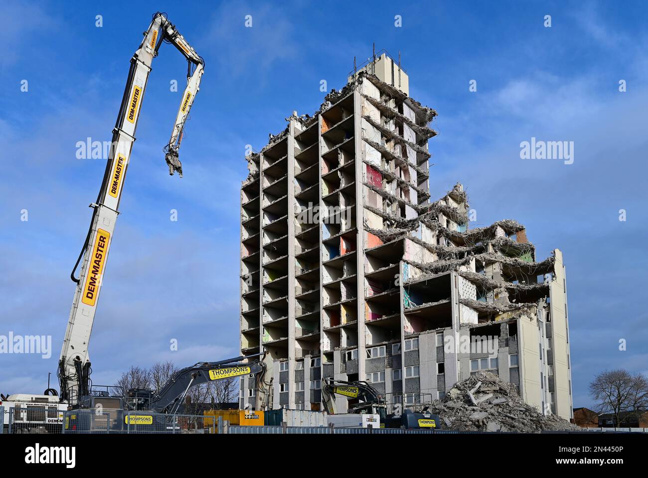 DemMaster demolishing the run down Walker Newcastle 6 flats built during the 1960's DemMaster