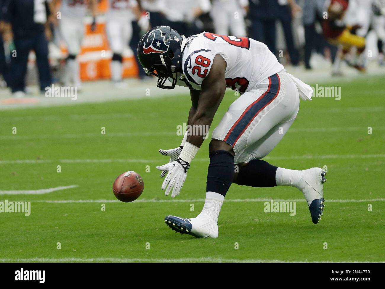Houston Texans Alfred Blue 28 recovers a blocked punt and