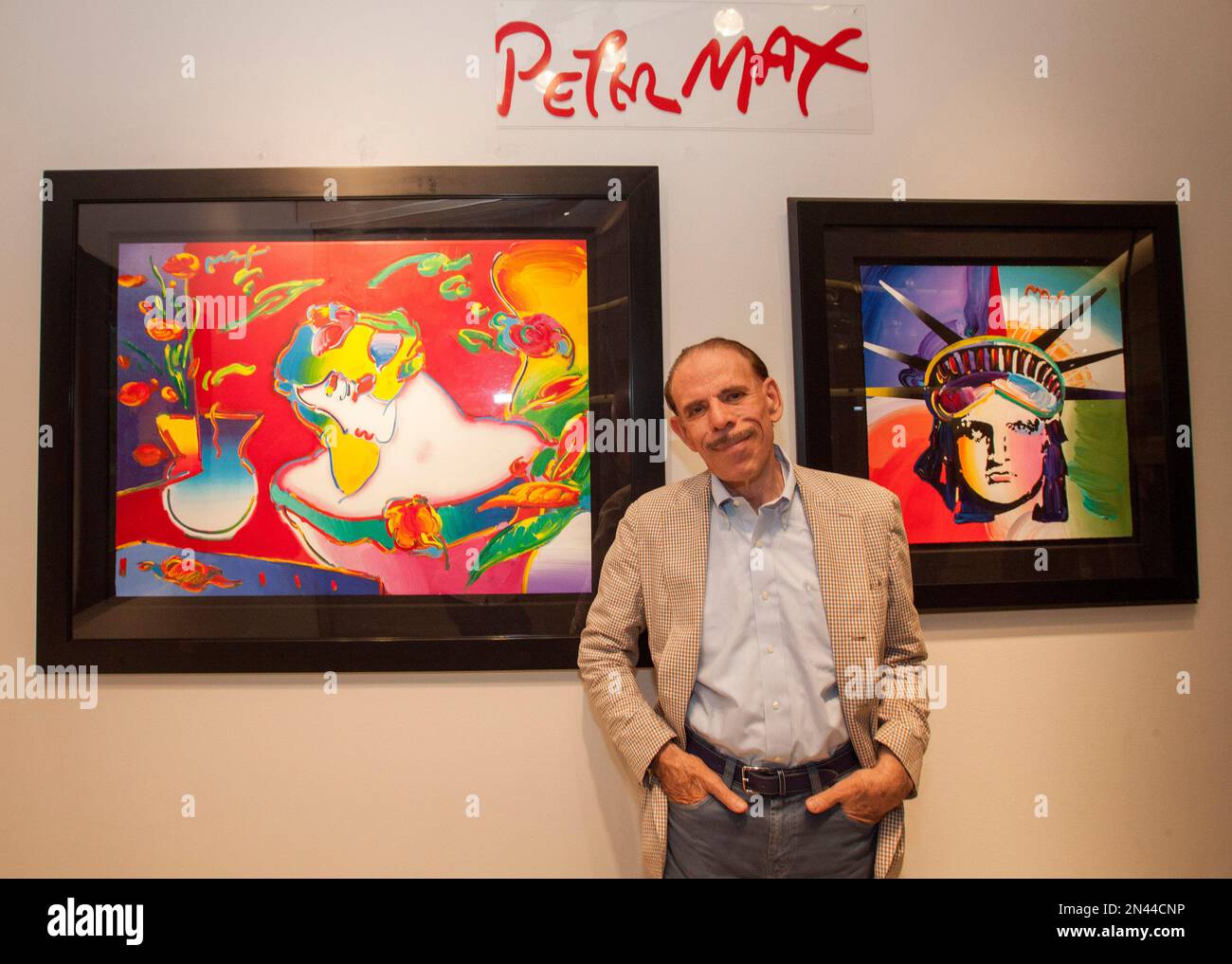 Artist Peter Max during his retrospective with the Road Show Company Artist Peter Max during his retrospective with the Road Show Company