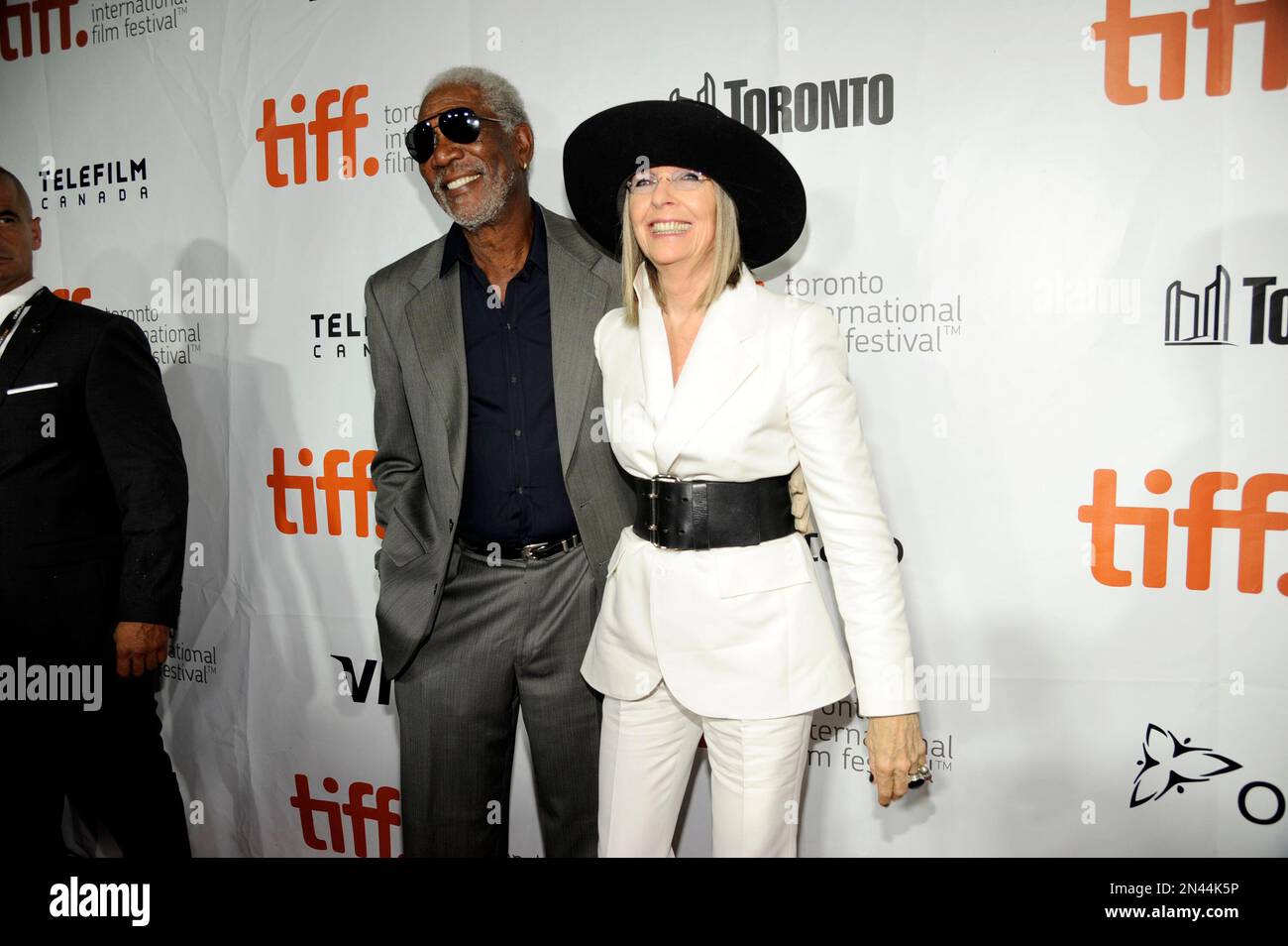 Freeman, left, and Diane Keaton arrive at the premiere of "Ruth