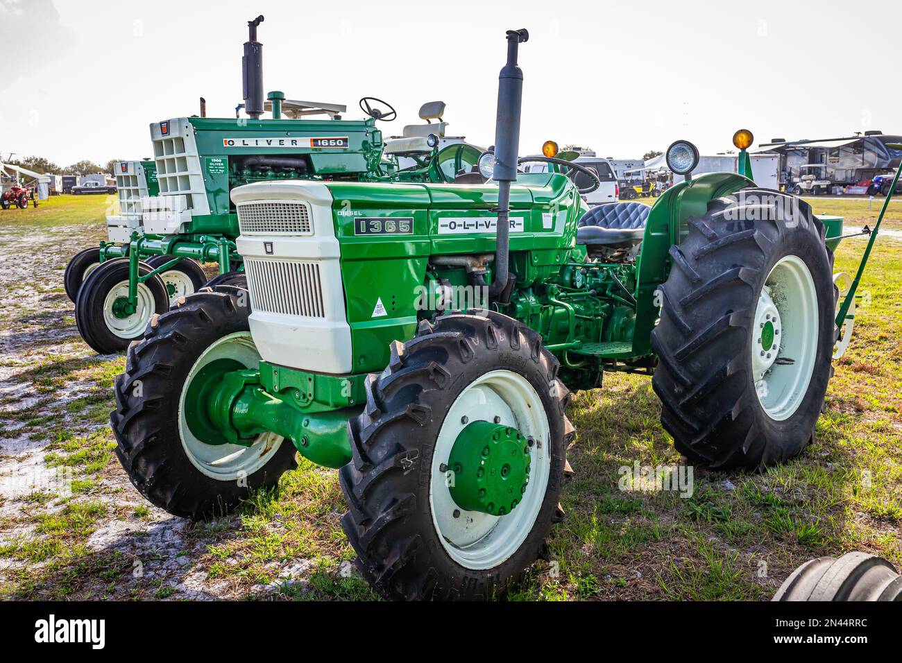 Fort Meade, FL February 22, 2022 High perspective front corner view of a 1973 Oliver 1365