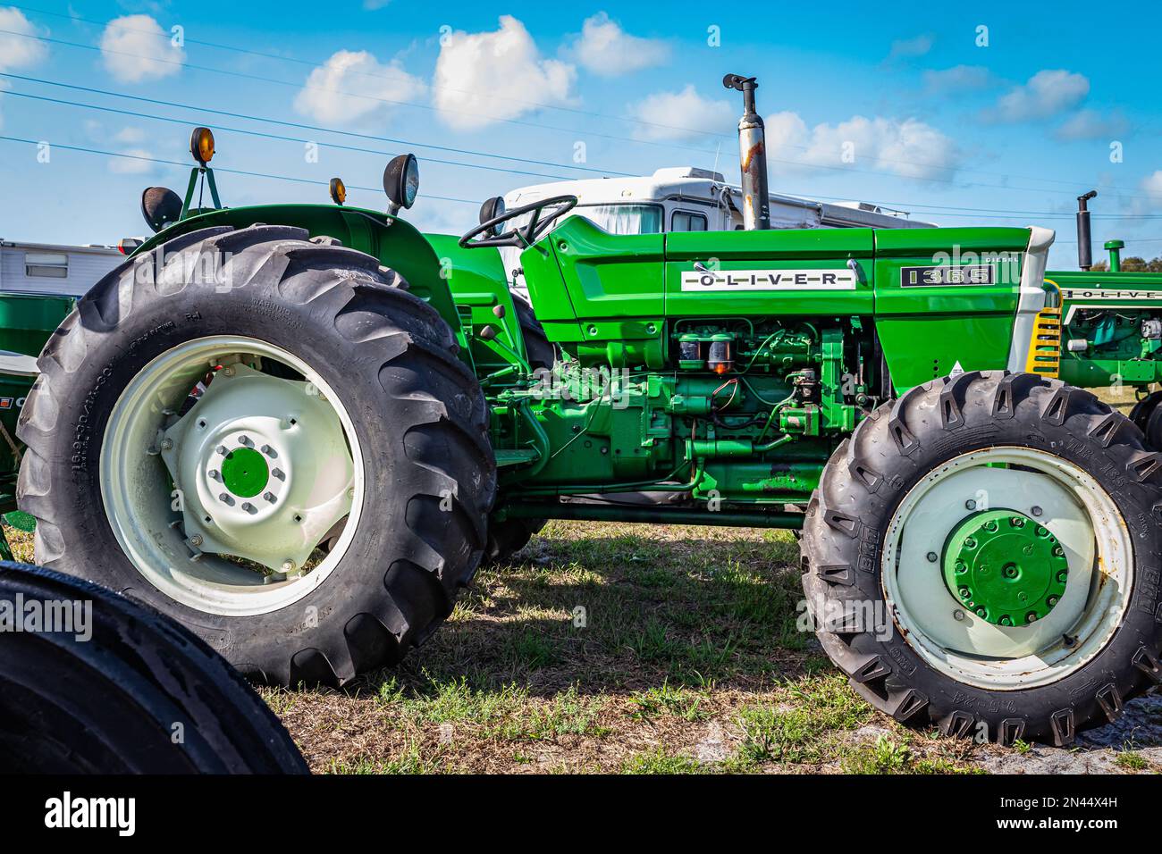 Fort Meade, FL February 22, 2022 Low perspective side view of a 1973 Oliver 1365 Utility
