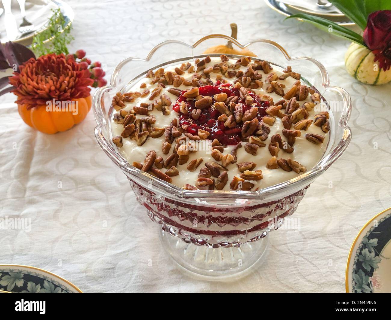 A festive holiday cranberry jello salad made with ground cranberries
