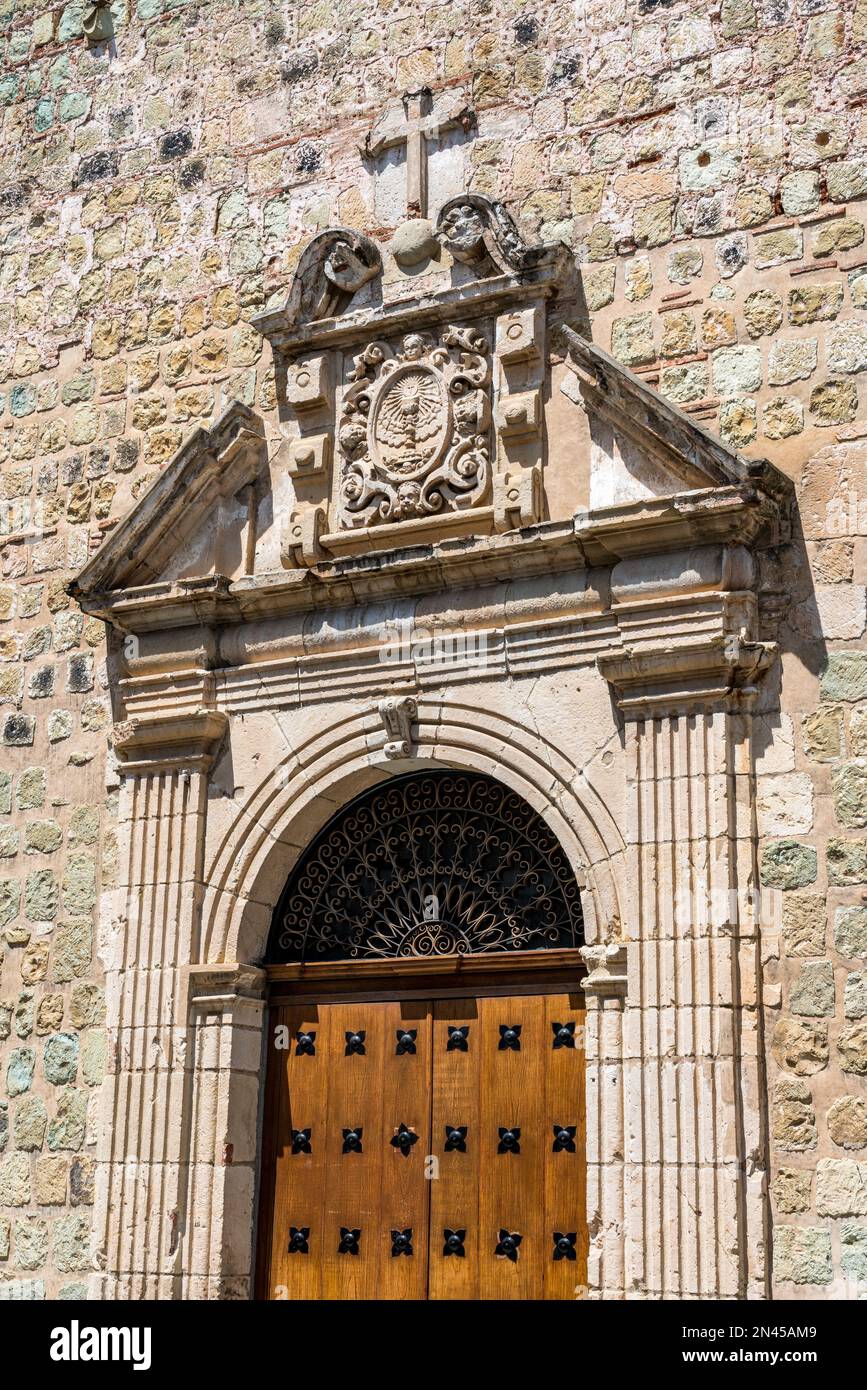 Detail of stone carving over a doorway on the back of Cathedral of