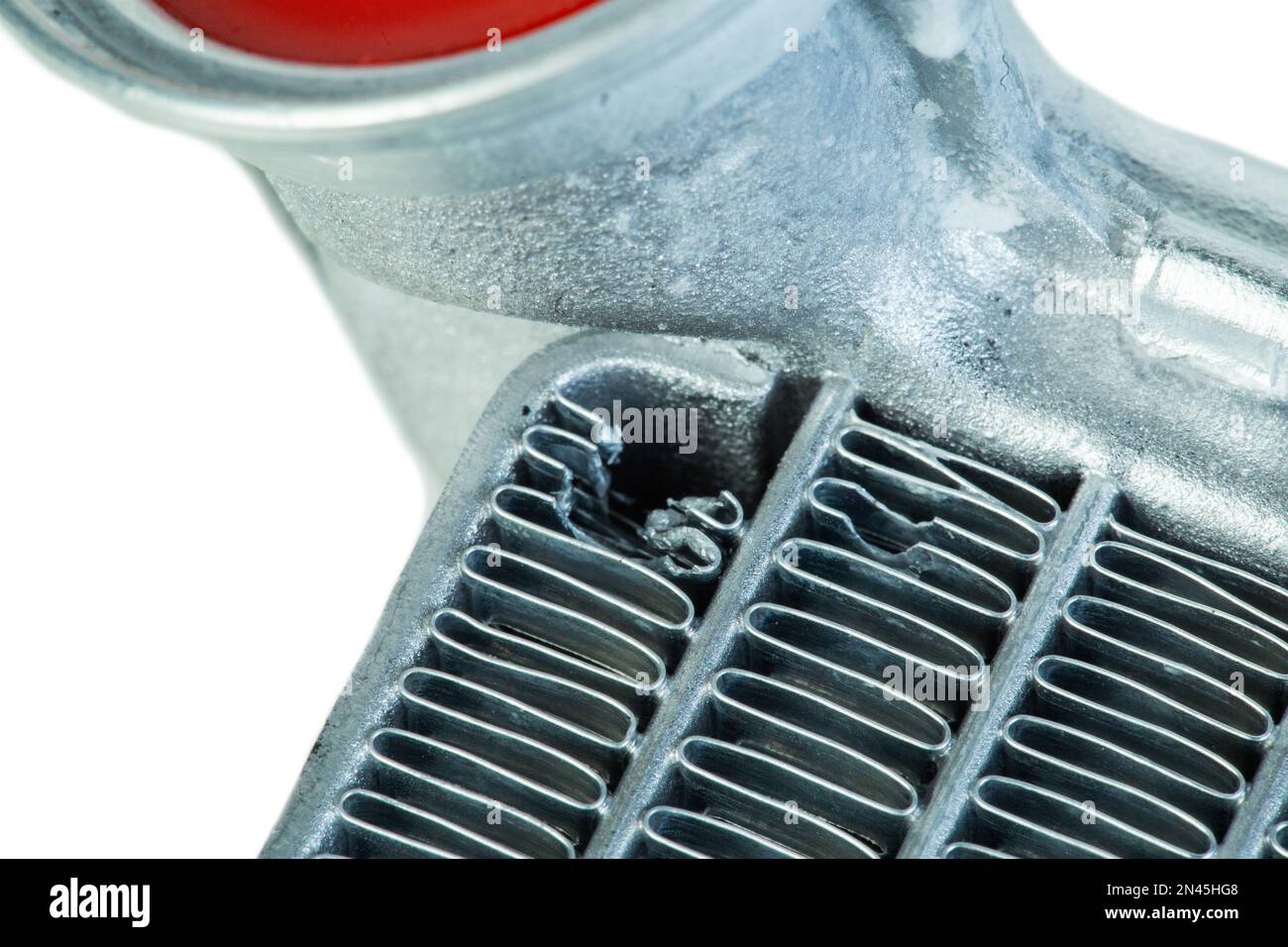 Damaged car heater core. Damaged on an aluminum car radiator