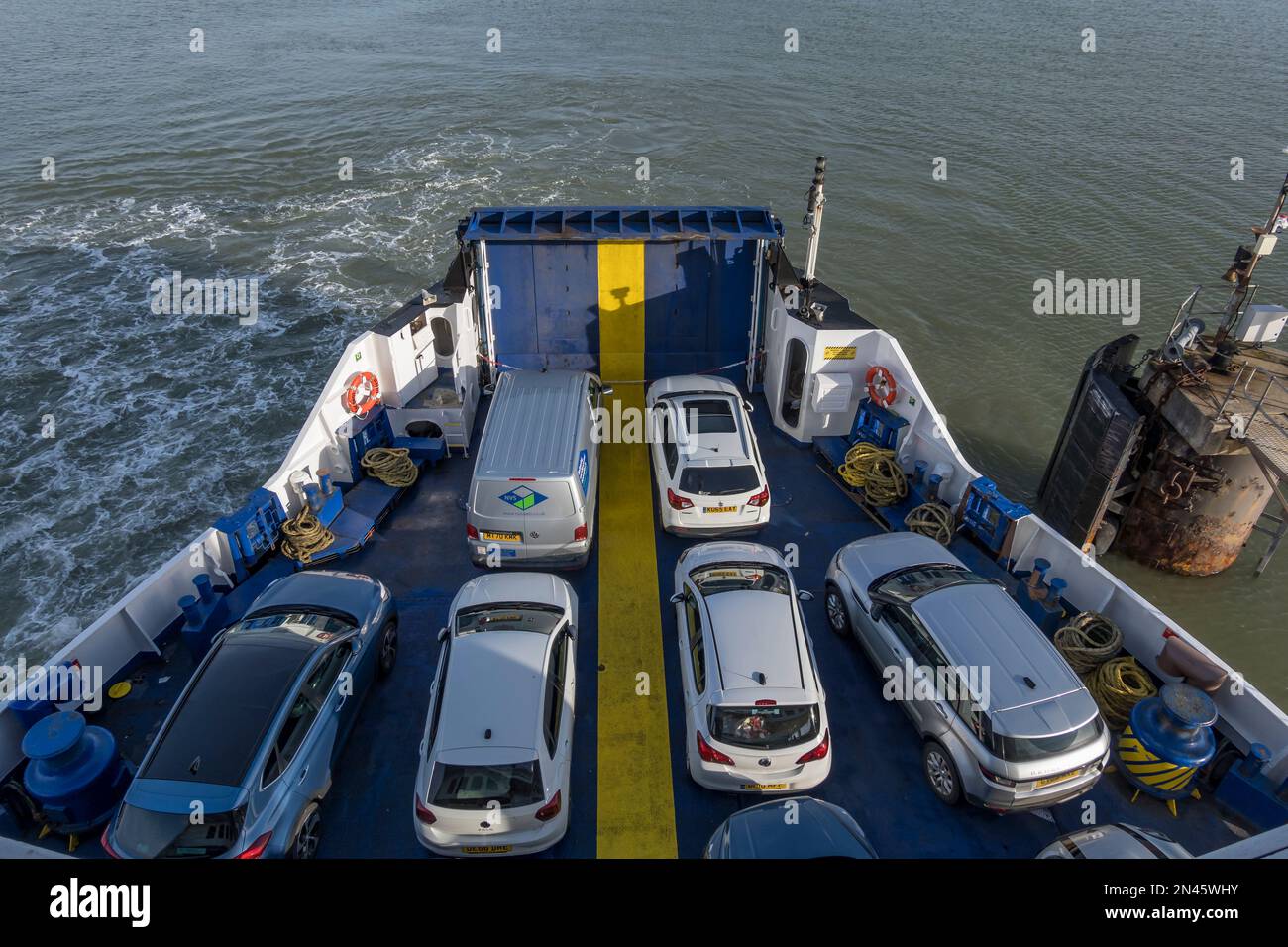 Rear boat deck of car ferry st faith in dock hires stock photography