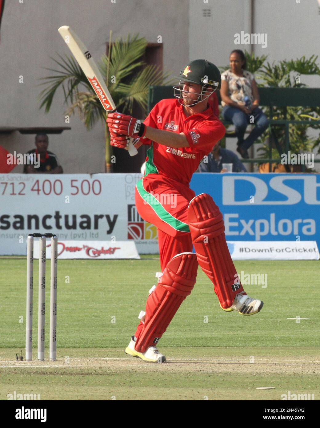 Zimbabwean batsman Sean Williams plays a shot during the cricket One