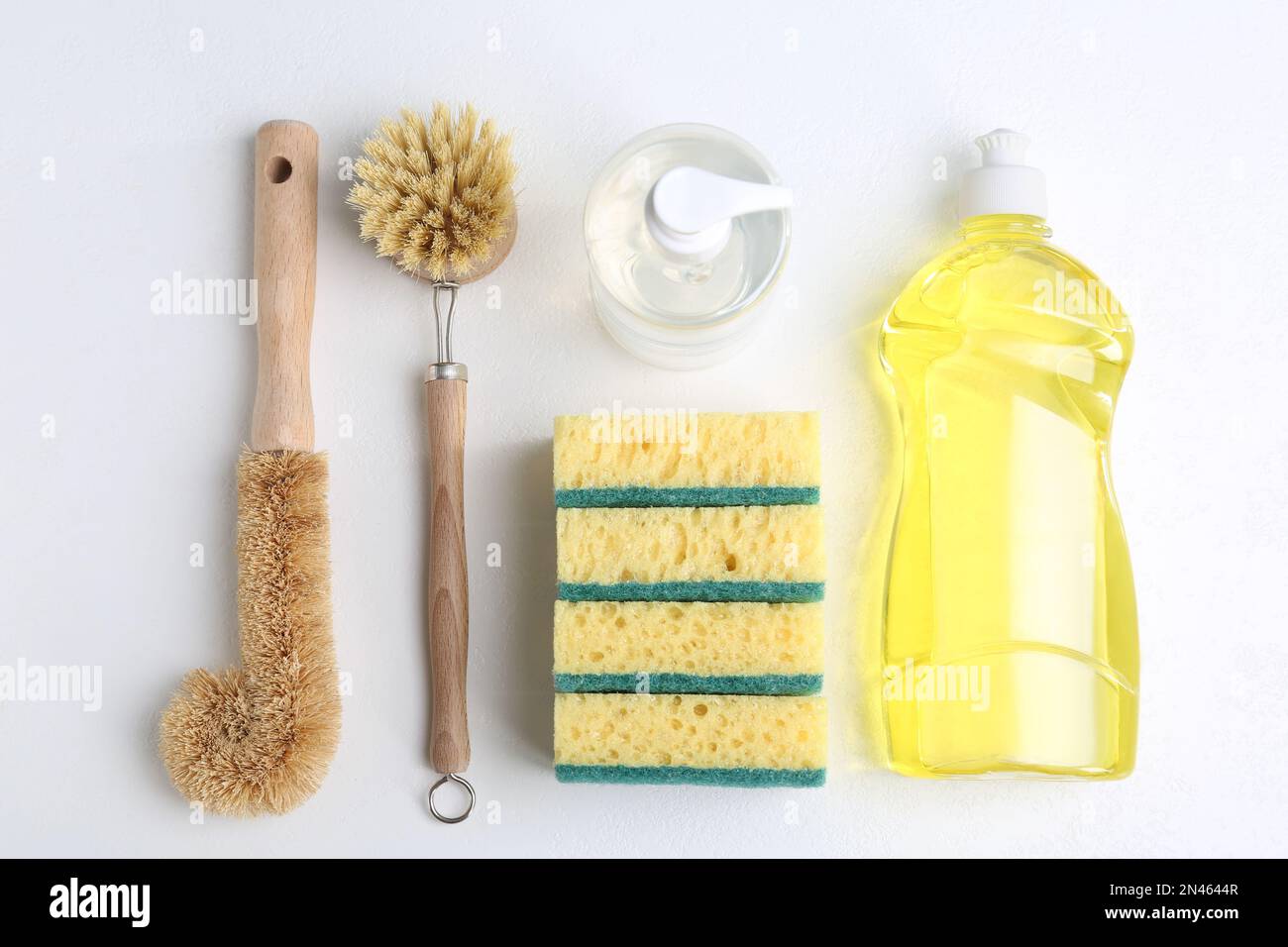 Flat Lay Composition With Cleaning Supplies For Dish Washing And Space For  Text On Marble Background Stock Photo, Picture and Royalty Free Image.  Image 124556222.