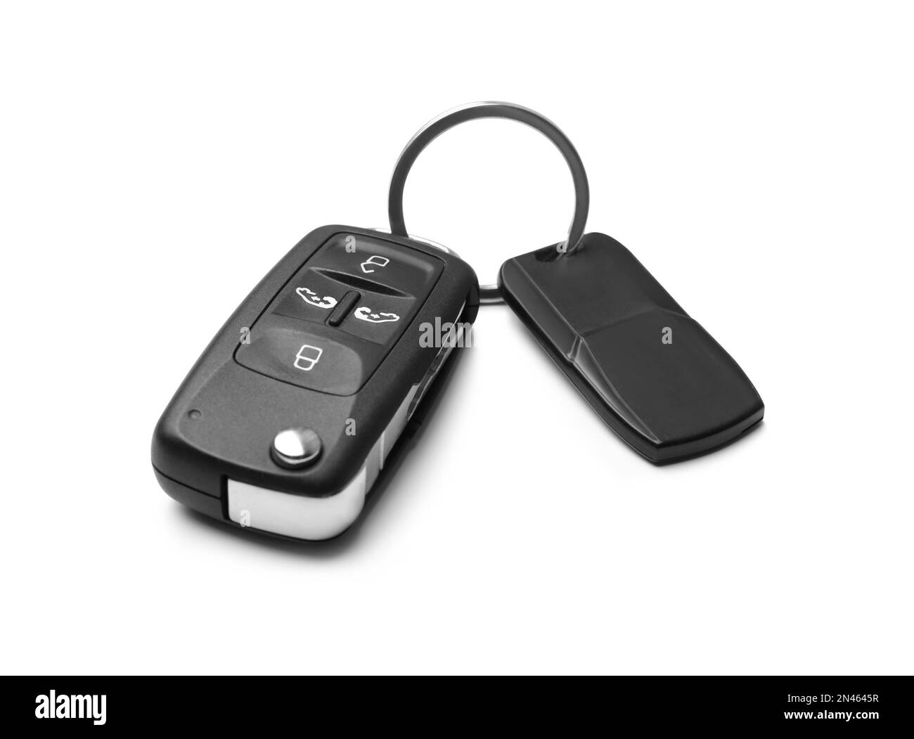 Modern car flip key with trinket isolated on white Stock Photo - Alamy