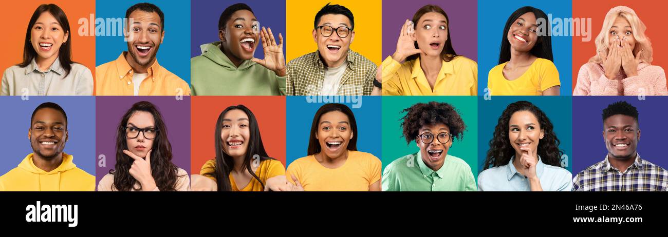 Shocked young multiracial group hi-res stock photography and images - Alamy