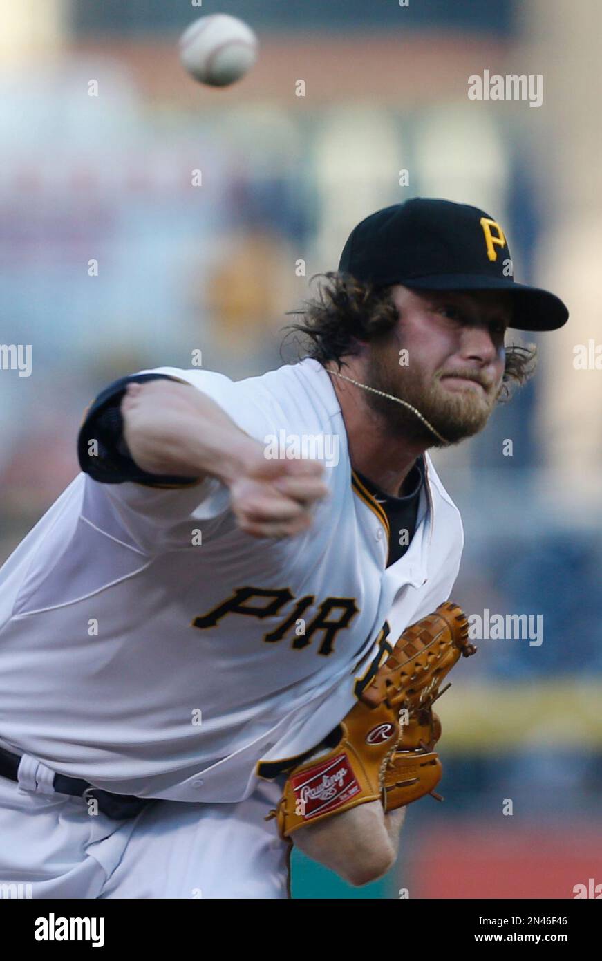 Pittsburgh Pirates starting pitcher Gerrit Cole throws against the St