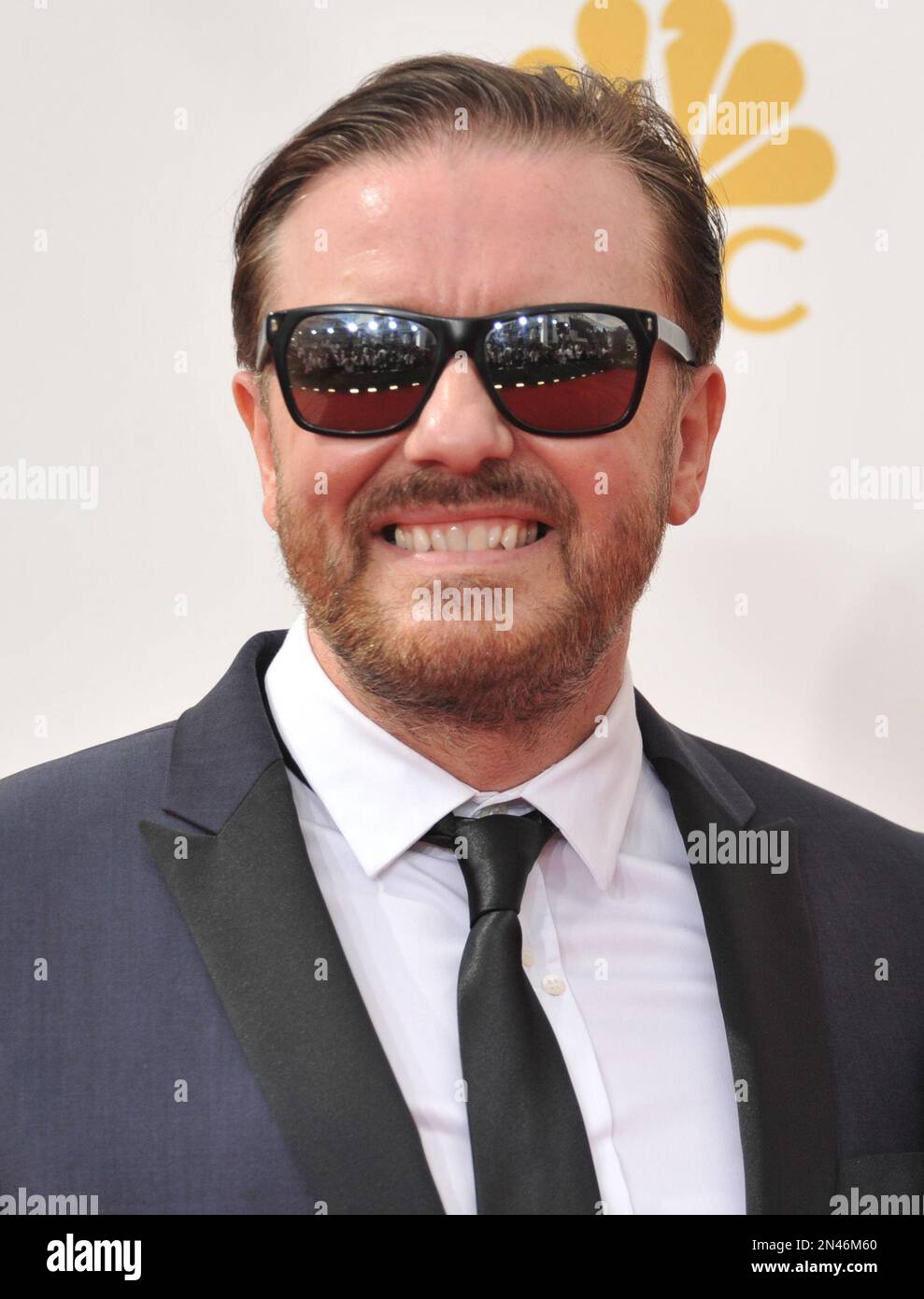 Ricky Gervais arrives at the 66th Annual Primetime Emmy Awards at the