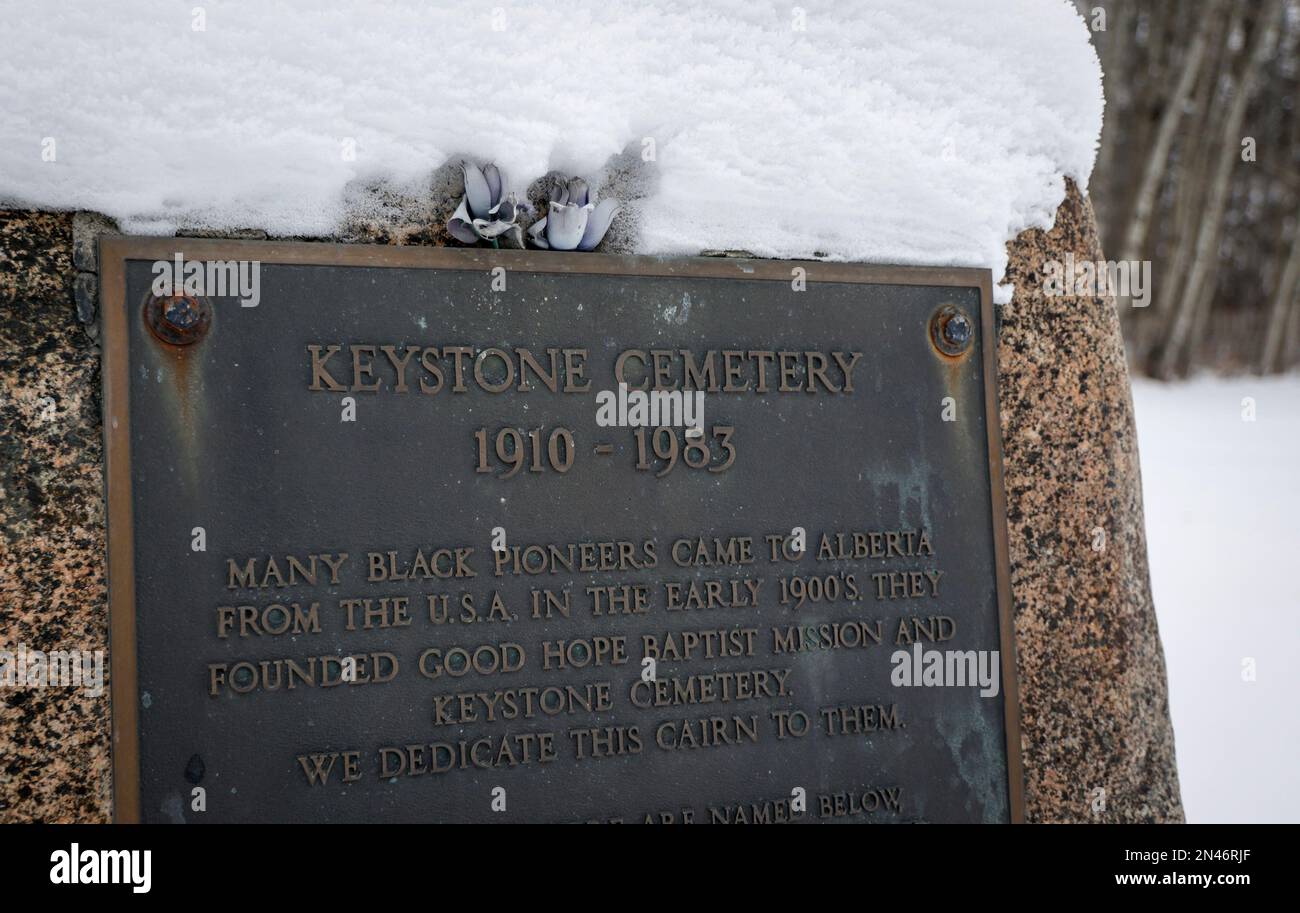 A plaque honouring deceased residents of Breton, Alta., pictured Monday