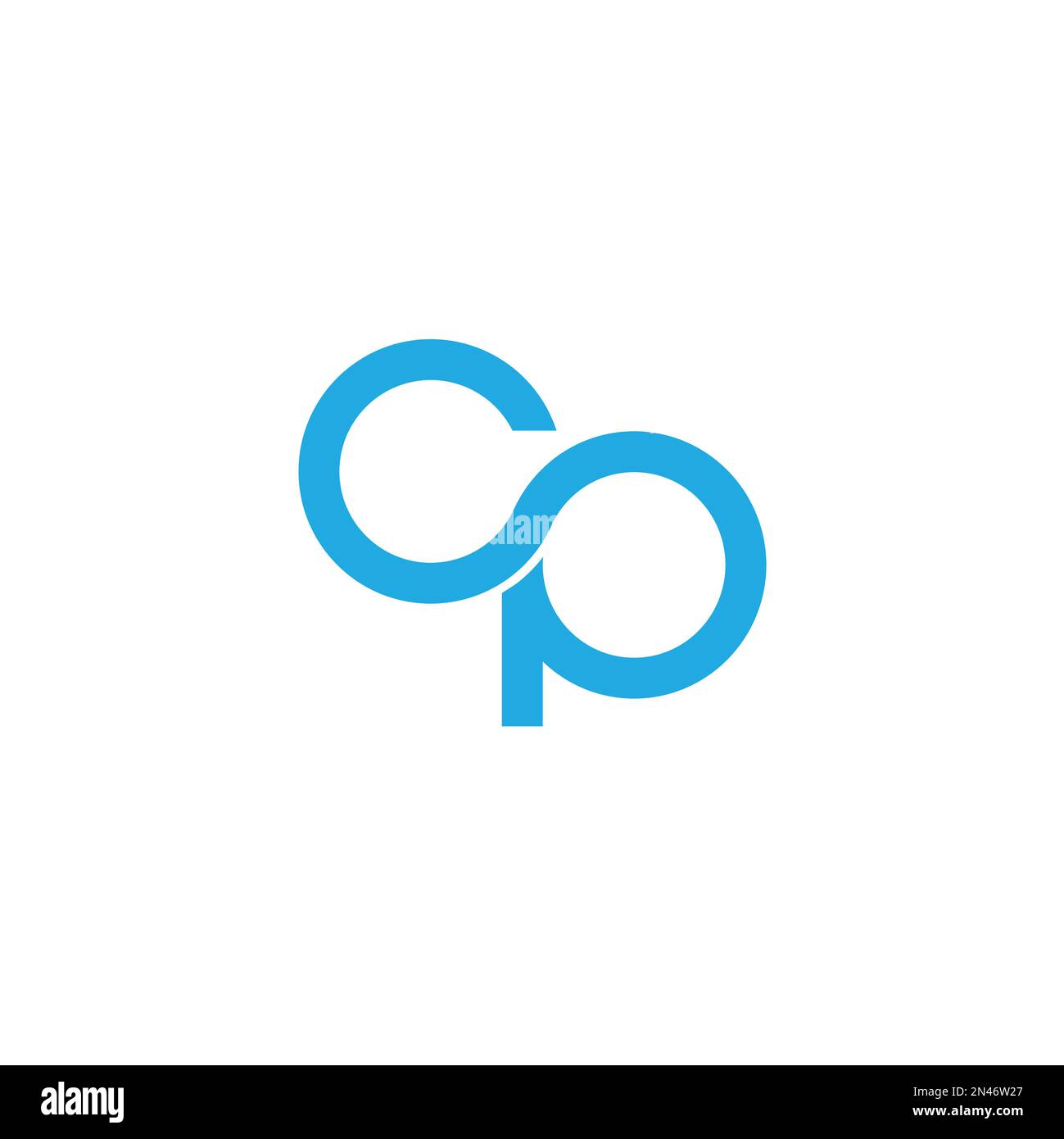 letter cp loop curve geometric logo vector Stock Vector