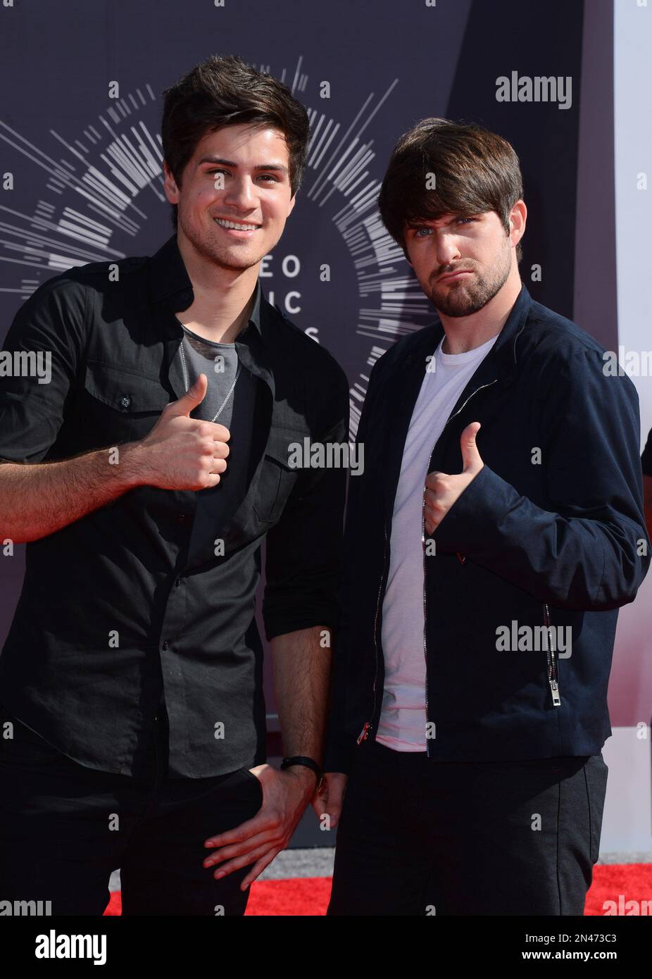 Anthony Padilla and Ian Hecox arrive at the MTV Video Music Awards at The  Forum on Sunday, Aug. 24, 2014, in Inglewood, Calif. (Photo by Jordan  Strauss/Invision/AP Stock Photo - Alamy