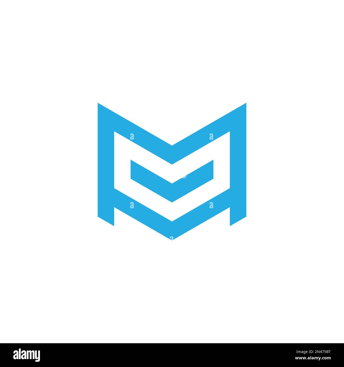 letter mo simple geometric line logo vector Stock Vector
