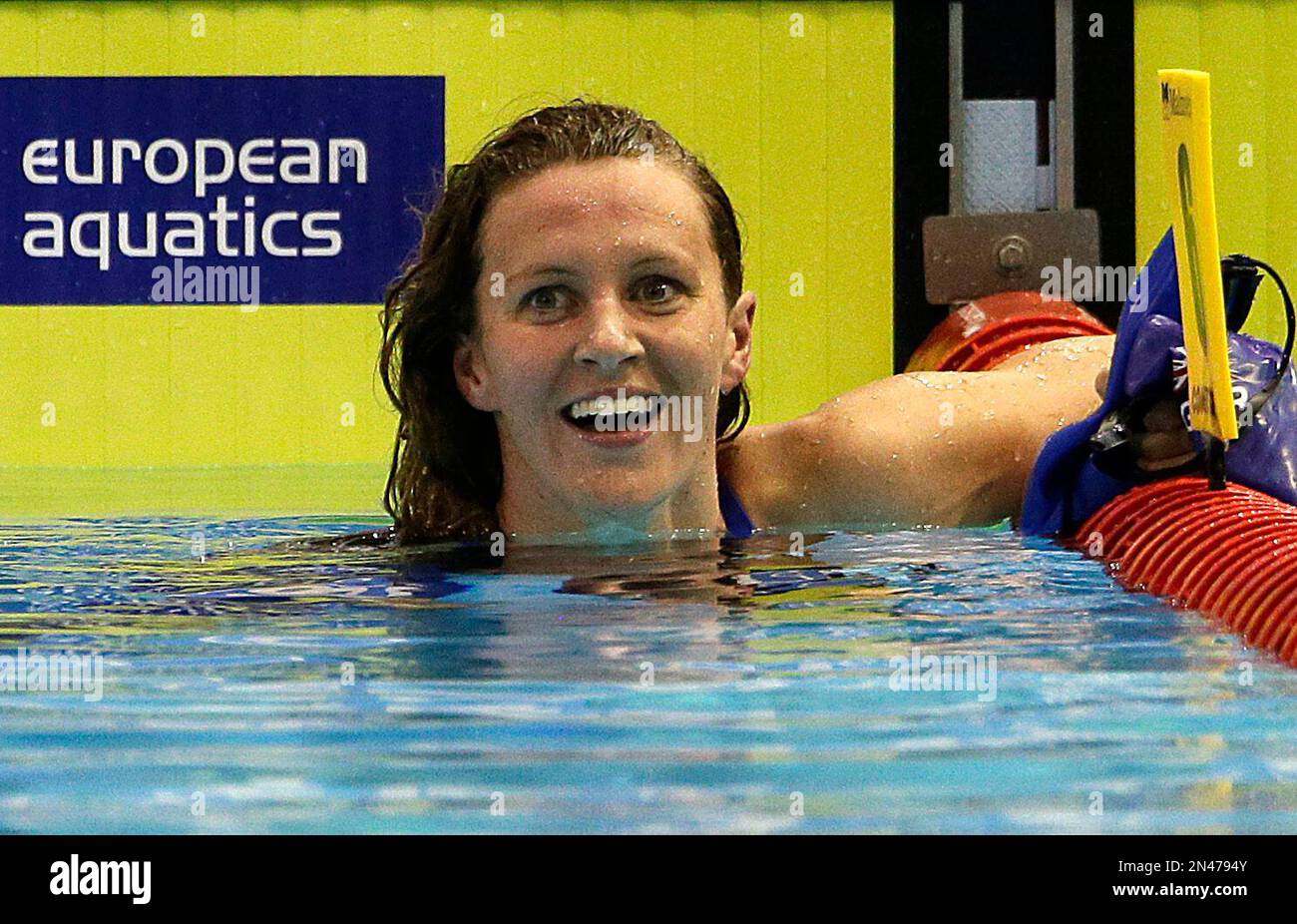 Gold medal winner Britain's Jazmin Carlin, smiles after the women's